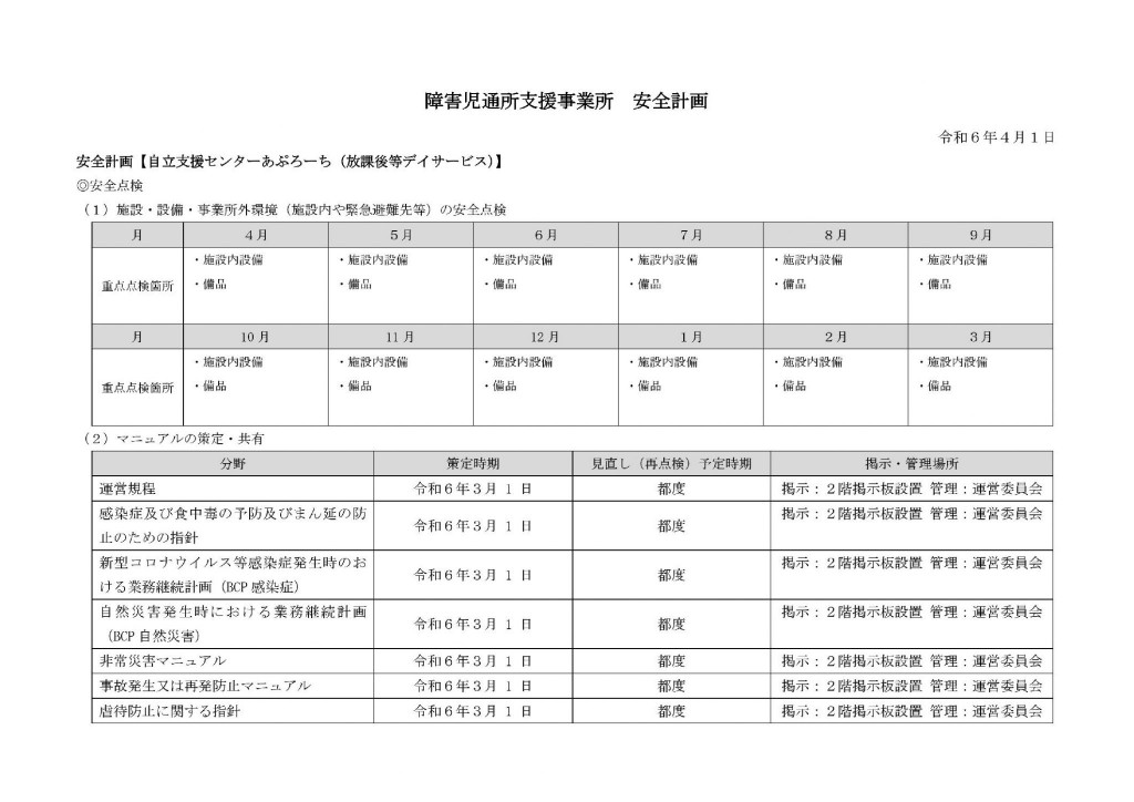 自立支援センターあぷろーち安全計画　放デイ_00001
